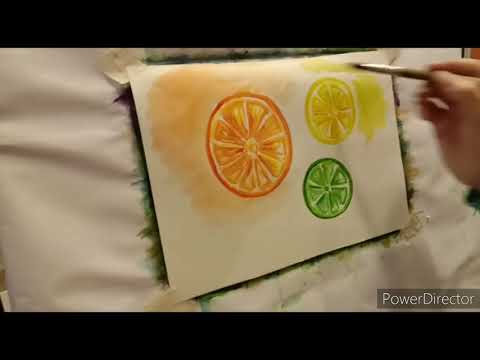 Сегодня мы нарисуем апельсин,лимон и лайм в разрезе.