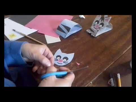 Мастер-класс по декоративно-прикладному творчеству "Котик".  Сегодня мы сделаем полосатого котика из бумаги. 